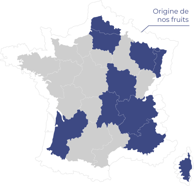 Carte de France représentant l'origine des fruits et des sucres